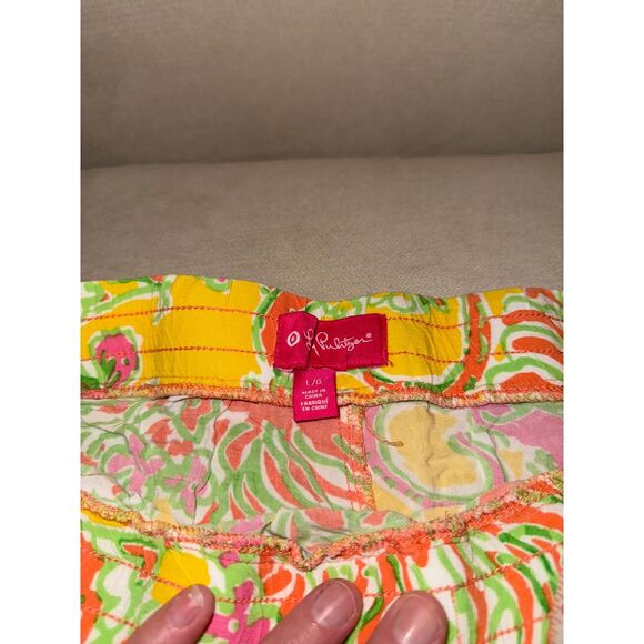 Lilly Pulitzer Happy Place Shorts w Pom Pom Trim Size L Summer Beach Resort - Picture 4 of 6
